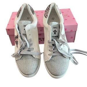 Simply Southern White & Sparkly Silver Sneakers